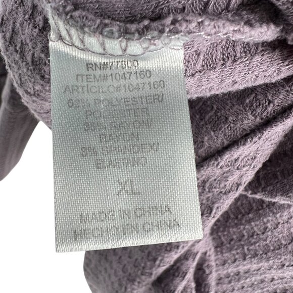 Chaser Waffleknit Long Sleeve Lavender Pullover Top With Button Cuff Size XL - Picture 10 of 11